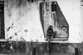 sitting on a sill